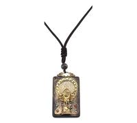 HUFFA Collana con Ciondolo in Ebano, Esotico e retrò, Raffigurante Il Dio della Ricchezza, Simbolo del Thangka Nepalese, Simbolo dell'elefante, for spiritualità e buona Fortuna.(Bianca)