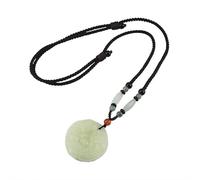 HUFFA Collana con Ciondolo in Giada afghana Vintage con Fibbia di Sicurezza - Gioielli in Stile Etnico a Catena Lunga(Black)