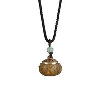 HUFFA Collana con Ciondolo in Legno di Sandalo Verde Vintage - Portapillole apribile for incenso - Accessorio for Auto con Catena for Maglione(HollowLotus)