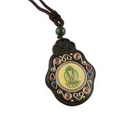 HUFFA Collana con Ciondolo Thangka in Ebano - Gioiello della divinità patrona del Bodhisattva Puxian for la Protezione Spirituale(Donotmove)