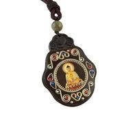 HUFFA Collana con Ciondolo Thangka in Ebano - Gioiello della divinità patrona del Bodhisattva Puxian for la Protezione Spirituale(GreatSunTathagata)
