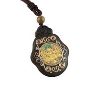 HUFFA Collana con Ciondolo Thangka in Ebano - Gioiello della divinità patrona del Bodhisattva Puxian for la Protezione Spirituale(Samantabhadra)