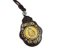 HUFFA Collana con Ciondolo Thangka in Ebano - Gioiello della divinità patrona del Bodhisattva Puxian for la Protezione Spirituale(VoidHidden)
