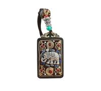 HUFFA Collana con Ciondolo Thangka in Ebano Raffigurante Il Dio Elefante - Catena Unisex in Stile Esotico(ElephantGodEbony)