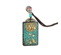 HUFFA Collana con Ciondolo Thangka in Ebano Raffigurante Il Dio Elefante - Catena Unisex in Stile Esotico(LotusfishEbony)