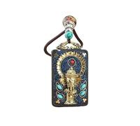 HUFFA Collana con Ciondolo Thangka in Ebano Raffigurante Il Dio Elefante - Catena Unisex in Stile Esotico(Royalblueelephant)