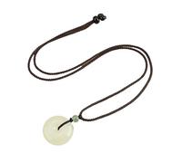 HUFFA Collana con Ciondolo Verde Vintage for Donna - Lunga Catena di Lana con Fibbia di Sicurezza(Bianca)