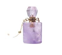 HUFFA Collana con Olio Essenziale di Profumo di Ametista Naturale - Ciondolo di Cristallo da Donna in flacone di cinabro Cavo(AmethystSquare)