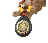 HUFFA Collana con Perline di Legno Fatte a Mano Thangka Guardian - Ciondolo a Catena for Maglione con Gioiello Unico(HandGuanyin)