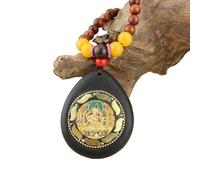 HUFFA Collana con Perline di Legno Fatte a Mano Thangka Guardian - Ciondolo a Catena for Maglione con Gioiello Unico(SamuraiBodhisattva)