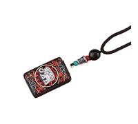 HUFFA Collana Etnica Fatta a Mano con Ciondolo Thangka Raffigurante Il Dio Elefante | Collana con Ciondolo in Ebano Unico con Design Bagua(AuspiciousElephant)