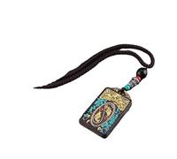 HUFFA Collana Etnica Fatta a Mano con Ciondolo Thangka Raffigurante Il Dio Elefante | Collana con Ciondolo in Ebano Unico con Design Bagua(EbonyPiscesNepalRope)