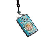 HUFFA Collana Etnica Fatta a Mano con Ciondolo Thangka Raffigurante Il Dio Elefante | Collana con Ciondolo in Ebano Unico con Design Bagua(HuangCaishenTangka)