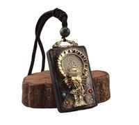 HUFFA Collana Etnica Fatta a Mano con Ciondolo Thangka Raffigurante Il Dio Elefante | Collana con Ciondolo in Ebano Unico con Design Bagua(NepalWhiteGodofWealth)