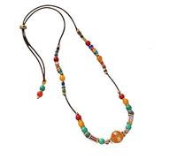 HUFFA Collana in stile etnico tibetano nepalese - lunga catena di perle colorate da donna, One Size, Pietra, Senza Gemme