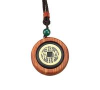 HUFFA Collana Lunga in Ebano con Catena - Ciondolo in Rame Denaro in ricchezza(Luckyfortuneintotreasure)