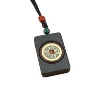 HUFFA Collana Lunga in Ebano con Catena - Ciondolo in Rame Denaro in ricchezza(Luckynothingcarde)