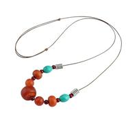 HUFFA Collana retrò con Perline Rotonde in Cera d'api - Ciondolo in Stile Etnico con Catena a Fibbia for Accessori da Maglione(Bucklenecklace)