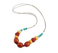 HUFFA Collana retrò con Perline Rotonde in Cera d'api - Ciondolo in Stile Etnico con Catena a Fibbia for Accessori da Maglione(Melonnecklace)