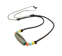 HUFFA Collana Unisex con Perline di Agata tibetana retrò - Elegante Design Orizzontale for Uomo e Donna(Green)