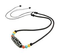 HUFFA Collana Unisex con Perline di Agata tibetana retrò - Elegante Design Orizzontale for Uomo e Donna(Black)