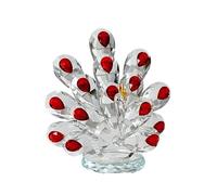 HUFFA Decorazione del bancone della casa con Ornamento di Pavone a Schermo Aperto in Cristallo di Buon auspicio | Elegante decoro in cristallo di pavone for il bancone di casa, che simboleggia buona fortuna e bellezza.(Brightred)