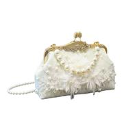 HUFFA Elegante borsa ricamata con perle for eventi Cheongsam e banchetti - Elegante borsa a tracolla con catena di perle(green)