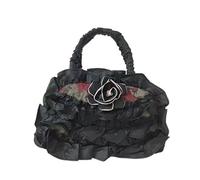 HUFFA Elegante borsetta for cosmetici in pizzo da donna - Borsa in stoffa versatile for l'uso quotidiano(002pleatedbagblack)