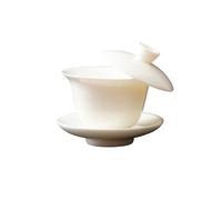 HUFFA Elegante ciotola con coperchio in giada con glassa Sancai - Set da tè freddo in porcellana bianca Dehua for la sala da tè domestica(HoverCoverBowl)