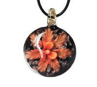 HUFFA Elegante Collana con Pendente a Spirale intarsiato a Forma di Fiore in Vetro Rotondo for Donna - Gioielleria Unica(Arancia)