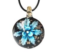 HUFFA Elegante Collana con Pendente a Spirale intarsiato a Forma di Fiore in Vetro Rotondo for Donna - Gioielleria Unica(Blue)