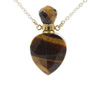 HUFFA Flacone di Profumo in Cristallo a Forma di Cuore Geometrico - Eleganti Accessori Fai da Te for Decorazioni for la casa e Regali(Tigereyestone(includingchain))