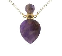 HUFFA Flacone di Profumo in Cristallo a Forma di Cuore Geometrico - Eleganti Accessori Fai da Te for Decorazioni for la casa e Regali(Amethyst(includingchain))