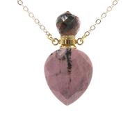 HUFFA Flacone di Profumo in Cristallo a Forma di Cuore Geometrico - Eleganti Accessori Fai da Te for Decorazioni for la casa e Regali(Rhodochrosite(includingchain))