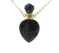HUFFA Flacone di Profumo in Cristallo a Forma di Cuore Geometrico - Eleganti Accessori Fai da Te for Decorazioni for la casa e Regali(Obsidian(includingchain))