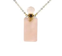 HUFFA Flacone di Profumo in Cristallo Quadrato Geometrico - Eleganti Accessori Fai da Te for l'arredamento della casa(Rosequartz(includingchain))