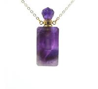 HUFFA Flacone di Profumo in Cristallo Quadrato Geometrico - Eleganti Accessori Fai da Te for l'arredamento della casa(Amethyst(includingchain))