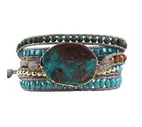 HUFFA Gioielli di Perline Fatti a Mano - Braccialetti avvolgenti a 5 Fili con Pietre Naturali Miste e Cristalli Blu(Color4)