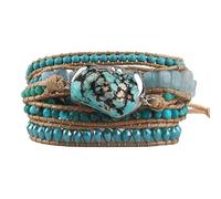 HUFFA Gioielli di Perline Fatti a Mano - Braccialetti avvolgenti a 5 Fili con Pietre Naturali Miste e Cristalli Blu(Color3)