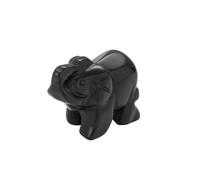HUFFA Mini Elefante Intagliato in Cristallo Naturale - Decorazione e Ornamenti for Desktop in Pietra preziosa di Giada(Blackstone)