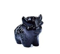 HUFFA Mucca intagliata a Mano in Pietra Grezza - Decorazione Unica for la casa e L'Ufficio(Obsidian)