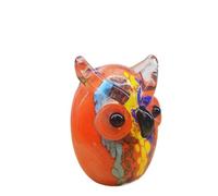 HUFFA Ornamenti in Vetro colorato Fatti a Mano a Forma di Gufo, Coniglio e Coniglietto - Artigianato Decorativo Unico for la casa e L'Ufficio(Owl)
