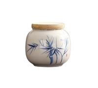 HUFFA Piccola lattina da tè antica in ceramica con coperchio in bambù - Contenitore portatile a prova di umidità for tè ed erbe(Color2)