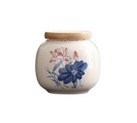 HUFFA Piccola lattina da tè antica in ceramica con coperchio in bambù - Contenitore portatile a prova di umidità for tè ed erbe(Color3)