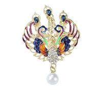 HUFFA Spilla Smaltata Hundred Birds Worship Phoenix - Elegante Spilla in Lega con Dettagli in Perle for Accessori da Abito da Donna