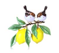 HUFFA Spille smaltate a Forma di Uccello e Limone for Donna - Graziose Spille con Animali e Frutta for Accessori da Festa(Brown5522)