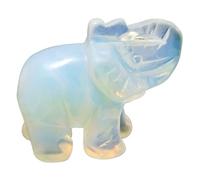 HUFFA Statuetta di Elefante in Cristallo Naturale | Intaglio di Pietre semipreziose | Ornamento di Elefante in Giada Bianca(Protein,2inch)