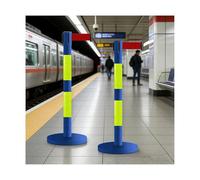HUFIREHU Barriere Retrattili,Pali Con Cintura Per Controllo Della Folla,Utilizzato Per Definire Le Aree Di Coda In Luoghi Pubblici, Scuole, Teatri, Hotel E Fiere.(Blue+light green,5M/16.4FT)