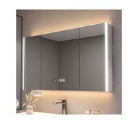 HUFIREHU Mobiletto A Muro Specchiera Moderno con Ante Specchio Bagno Contenitore 3 Ante Armadio Specchio Bagno Specchiera Bagno Pensile Armadietto A Specchio Bagno con Luce(White,120cm/47.2in)