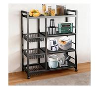 HUFIREHU Mobiletto Cucina Microonde Scaffale Da Cucina Salvaspazio Scaffale Dispensa Mobile Microonde Per L'Uso In Ristoranti, Negozi, Cucine E Uffici(Black,90 * 32 * 108CM_NORMAL)